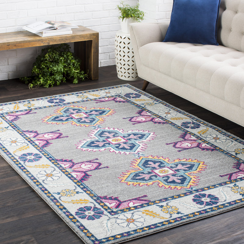 Bungalow Rose Arteaga Gray/Dark Blue/Teal Area Rug & Reviews Wayfair